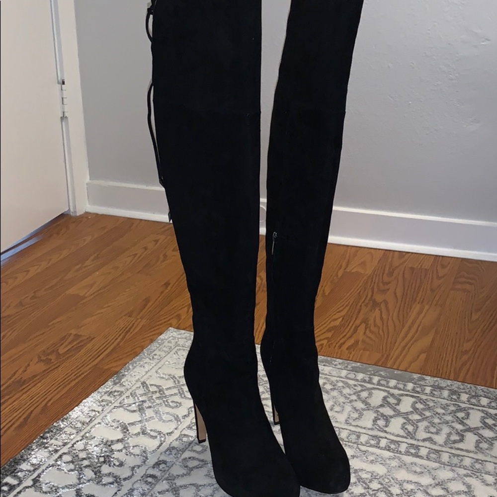 Over the knee suede boots